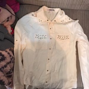 Cream long sleeve shirt